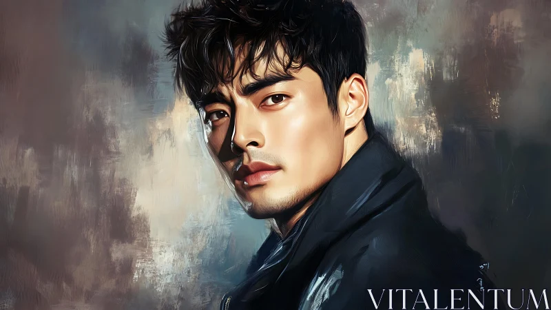 Moody digital portrait captures a man’s intense sidelong gaze.