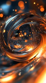 Molten light whirlwinds spiral through liquid chrome twilight.