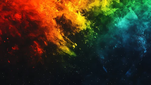 Prismatic nebula cloud explodes across deep black space