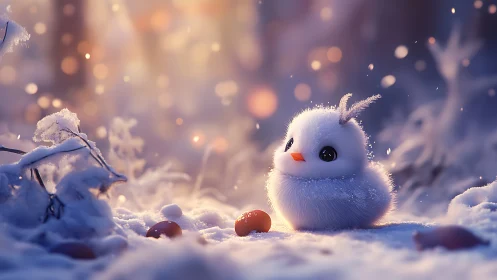Frost-Kissed Wanderer: Winter's Fluffiest Character.