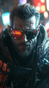 Cybernetic operative portrait renders neon-lit tactical visor