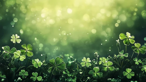 Gentle morning light dances over a field of lucky clovers