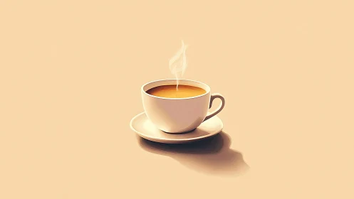 Steam-kissed coffee cup floating in a hush of beige calm.