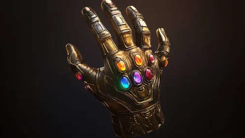 Cosmic power gauntlet gleams with blazing prismatic gems.