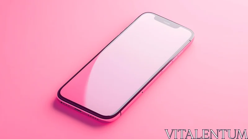 Modern smartphone on pink background in minimalist style.