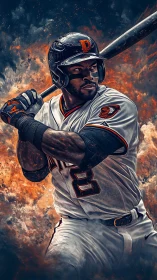 Baseball batter rendered in dynamic digital painting style