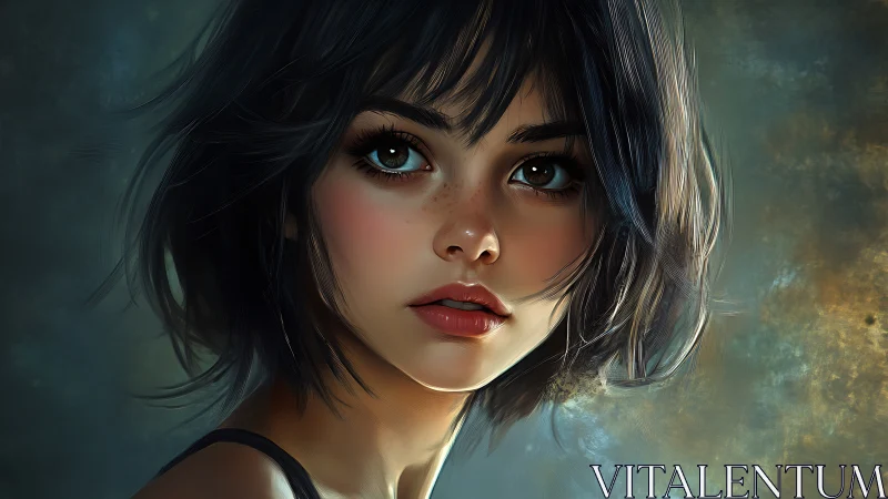 Soft-lit digital portrait captures a dreamy, introspective gaze