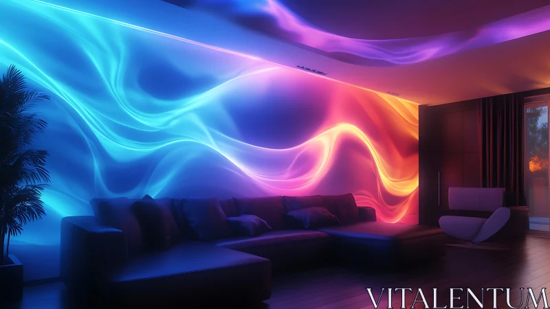 Immersive LED wavefield mapping across parametric lounge wall.