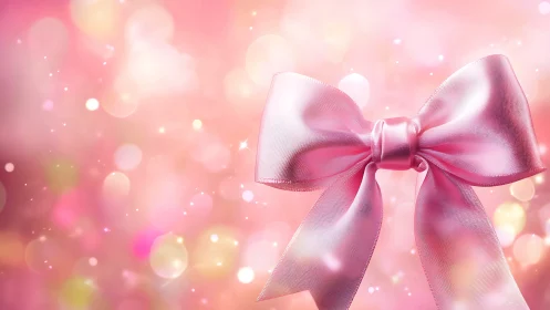 Silky pink ribbon pirouettes in a bokeh blush daydream