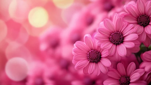Macro Gerbera Daisies with Gaussian Blur Bokeh Background