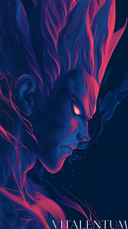 Neon energy warrior profile glows against deep void