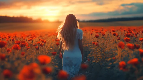 Sunset wanderer drifting through poppy-lit daydreams.
