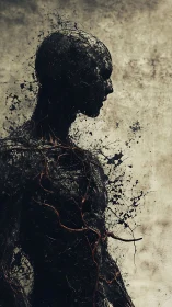 Rooted shadow anatomy peels open like cracked midnight bark