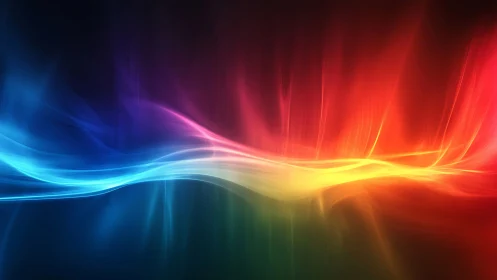 Radiant spectrum wave flows across a dark cosmic canvas.