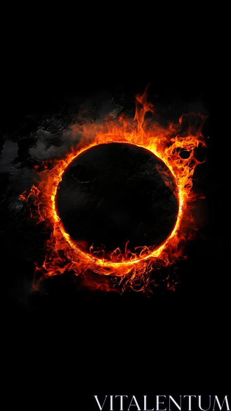 Burning Circle Against Black Void.