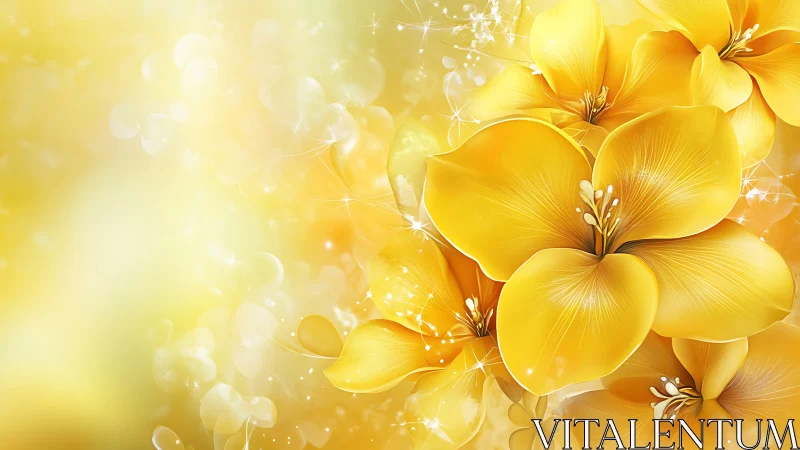 Golden Flowers Bloom in Luminous Glow.