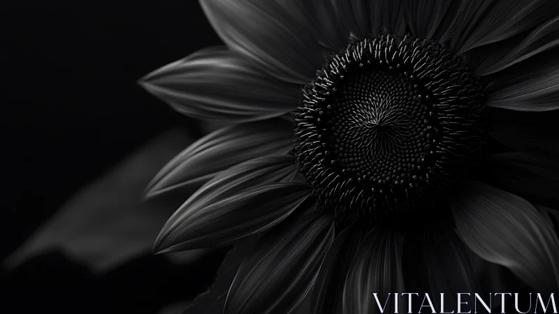 Sunflower's Dramatic Soul in Monochrome Glory