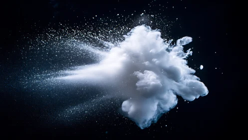 Dreamy cloudburst drifting through a midnight sky.