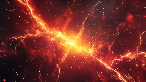 Explosive Energy Burst with Radiant Golden Lightning