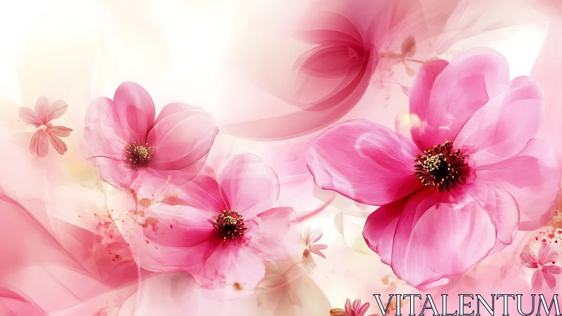 Pink Cosmos Flowers with Dynamic Motion Blur Effect.