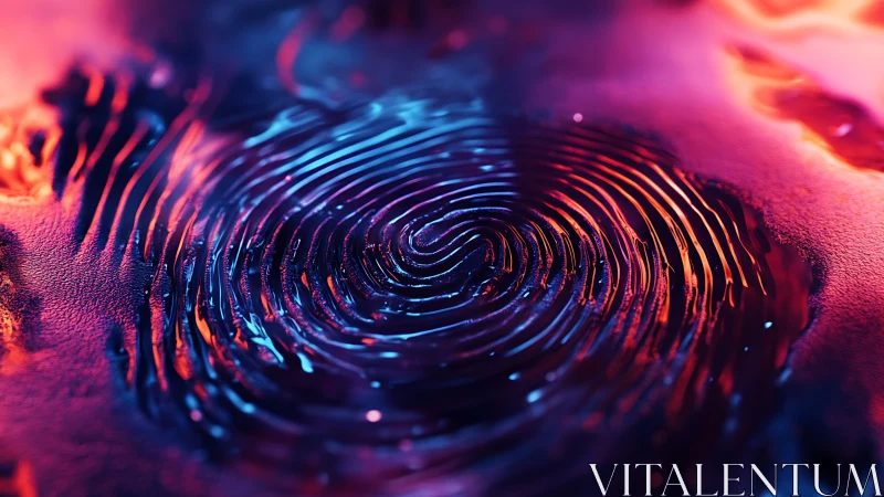 Colorful glowing fingerprint swirling with neon light.