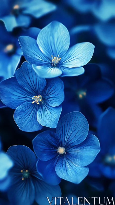 Blue forget-me-not flowers in sharp focus with bokeh background.
