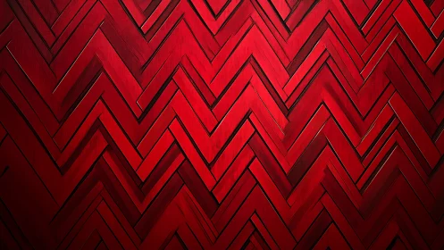 Red zigzag wooden slats form uniform chevron surface