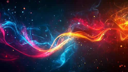 Neon energy waves collide in vibrant abstract motion art.