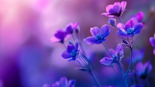 Purple wildflowers in soft focus with blue gradient background