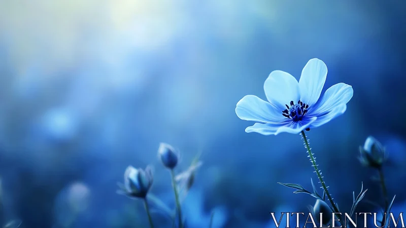 Delicate Blue Cosmos Flower Blooms Gracefully