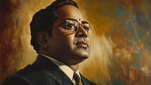 Portrait of dignified man in suit against warm abstract background