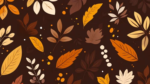 Autumn leaf pattern on dark brown seasonal background.