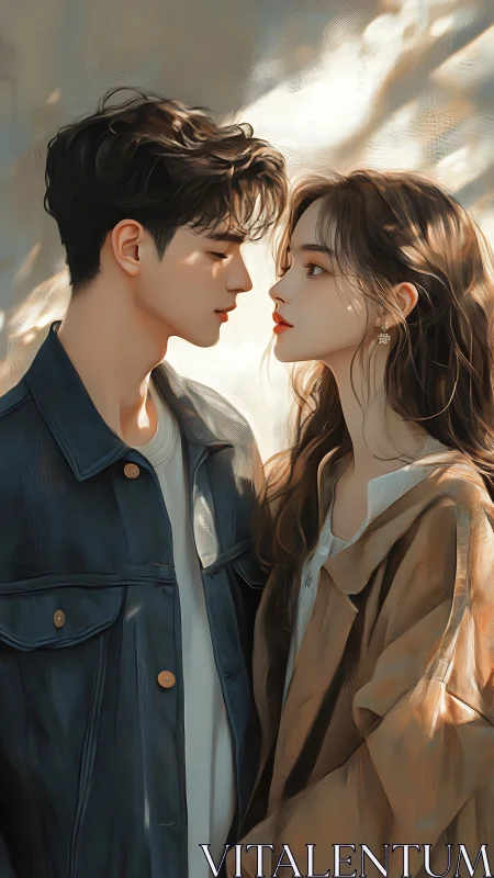 Soft Golden Moment Between Two Hearts.