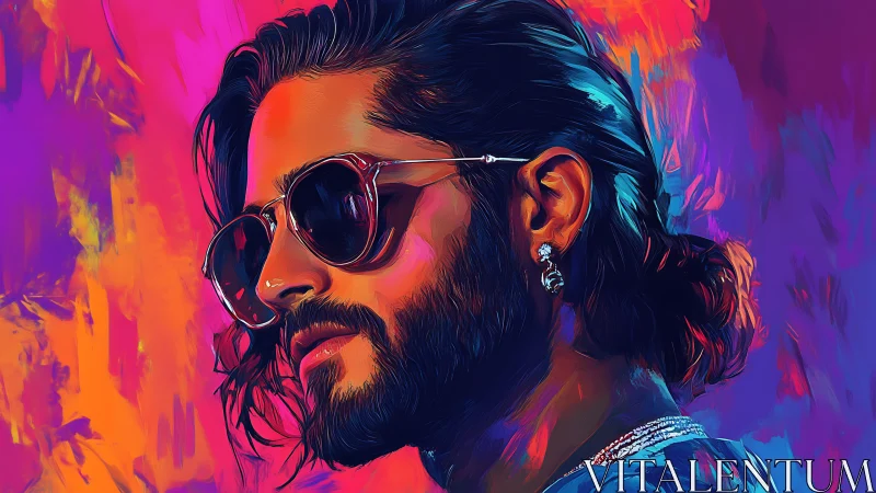 Vibrant neon portrait captures cool confidence in color haze