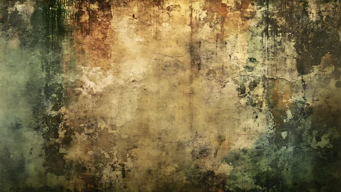 Stratified oxidized wall surface with multilayer patina gradients.