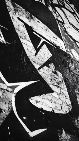 Bold urban graffiti lines dance across a weathered wall