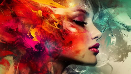 Profile portrait integrates vivid abstract color fields