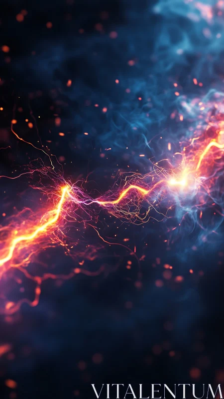 Electric plasma arc across dark smoky background.