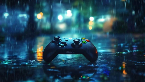 Gaming Controller in Neon Rain.