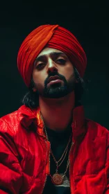 Radiant portrait celebrates bold style in rich red layers