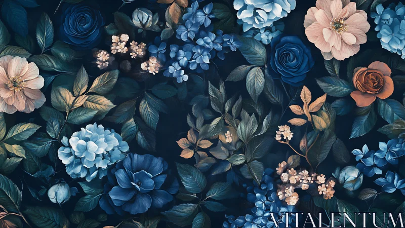 Midnight Garden Symphony: Where Roses Waltz with Twilight Blooms