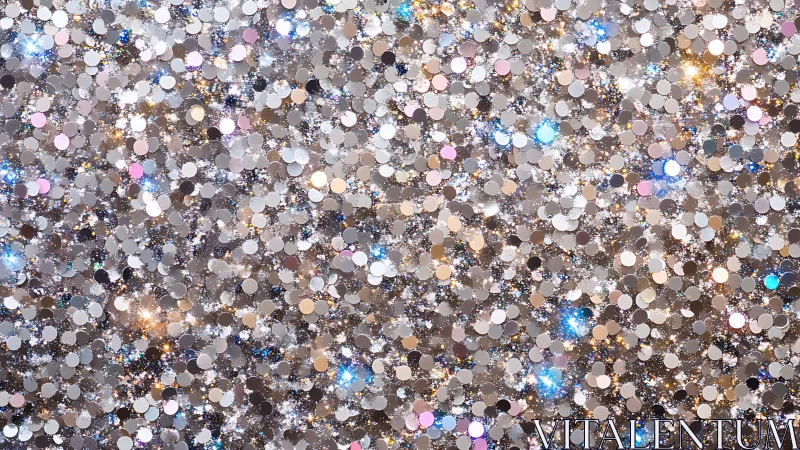 Silver and Multicolor Glitter Confetti Texture in Festive Style.