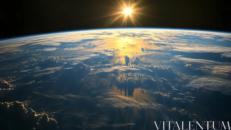 Golden sunrise gently crowns Earth&rsquo;s glowing blue horizon