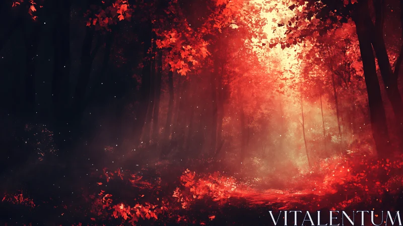 Incandescent Forest Passage with Particle Luminescence.