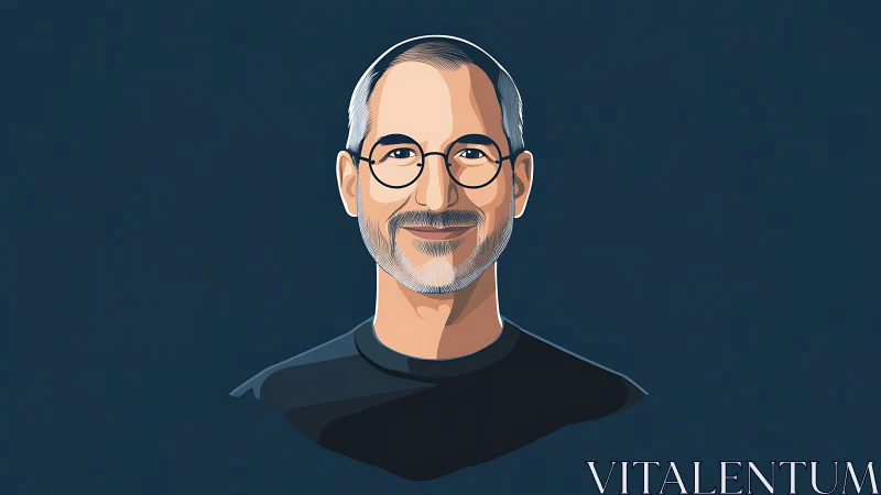 Minimalist vector portrait of smiling bespectacled man.