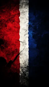 Textured vertical tricolor design in red, white, blue.