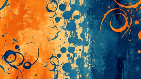 Bold orange and blue splashes dancing in abstract harmony.