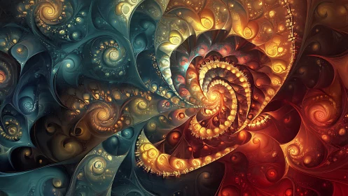 Radiant spiral of glowing fractal swirls invites quiet wonder