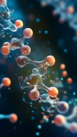 Liquid galaxies of glowing molecules drift through deep space.