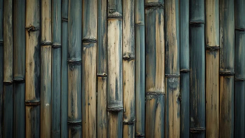 Vertical bamboo stalks form a tightly aligned surface